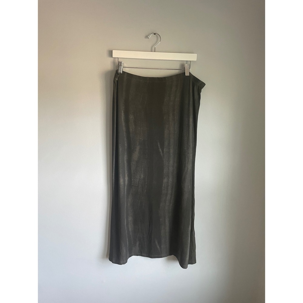 Alembika Grey Metallic Textured Viscose Blend Maxi Skirt Size 6 Made in Israel
